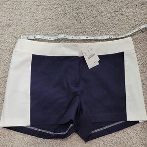 NWT J. Crew Navy And Ivory Color Block Shorts Size 2
